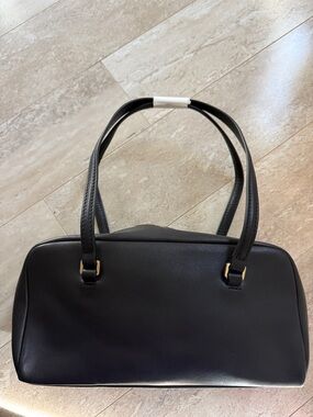 J. Crew Black Leather Shoulder Bag with Gold Hardware